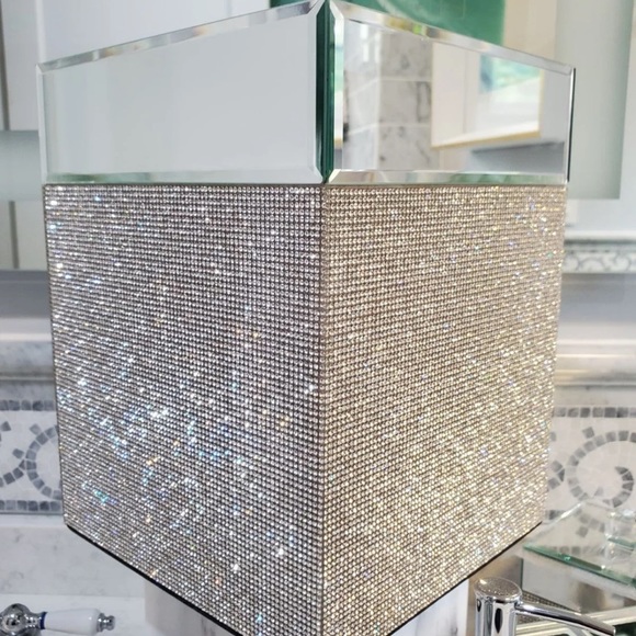 Bella Lux Bath Bella Lux Luxury Bling Mirrored Waste Basket With